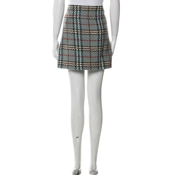 Burberry London Designer Blue Red Plaid Print Check Wool Mini Skirt Sz 4 Sm - Picture 2 of 15